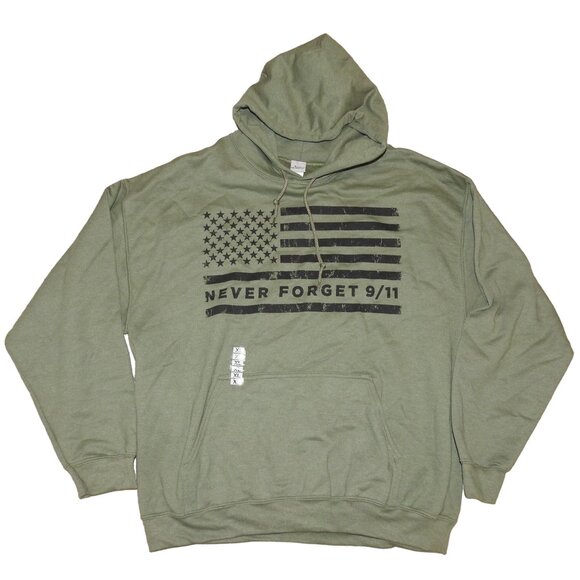 NWT 9/11 Memorial Never Forget Green Pullover Hoodie Men's XL - Picture 1 of 5